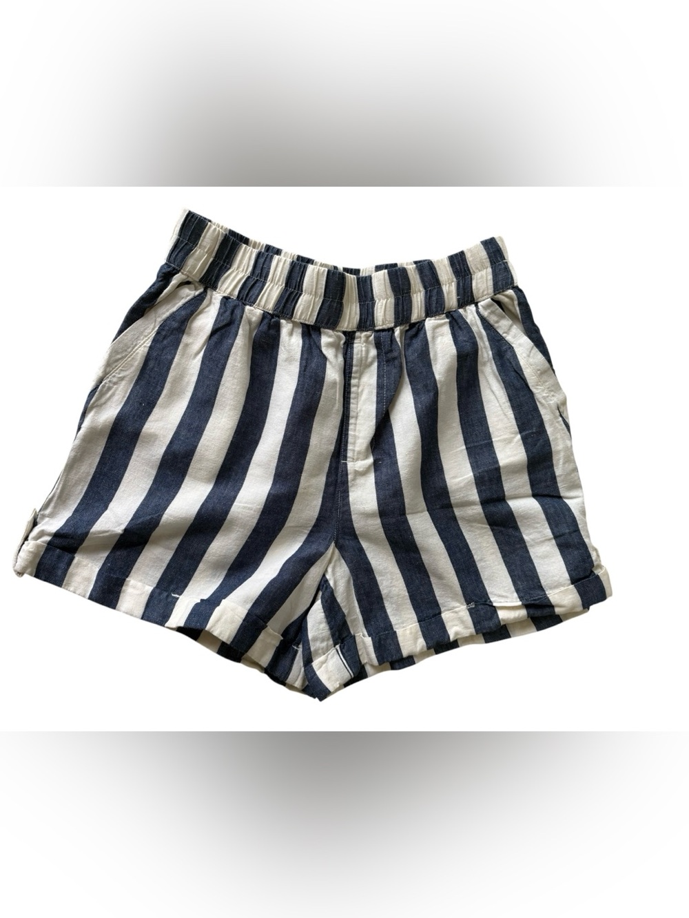 Pact Organic Cotton/Hemp Blend Shorts in the "Mariner Stripe" pattern size small - Picture 2 of 9